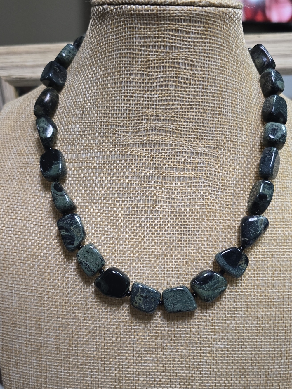 You & I Green Kambaba Jasper Stone Chunky Necklace